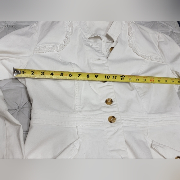 🤩Host Pick❤️ALLEN B. By Allen Schwartz White Denim Jacket Women's Size Large - Picture 3 of 9